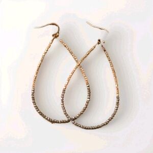 Gold-Tone Sparkle  Shimmer Drop Dangle Pierce Teardrop Earrings 2.5"